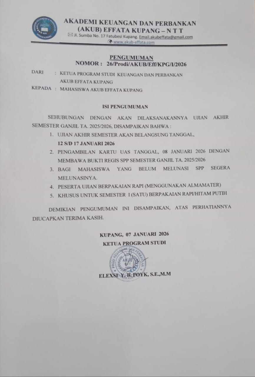 Pengumuman Ujian Akhir Semester
