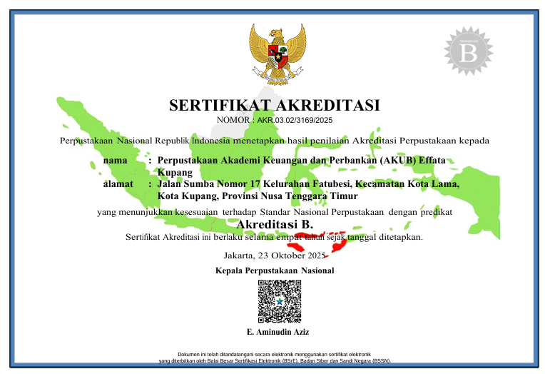 Tingkatkan Mutu Literasi, Perpustakaan AKUB Effata Kupang Resmi Raih Predikat Akreditasi B Nasional
